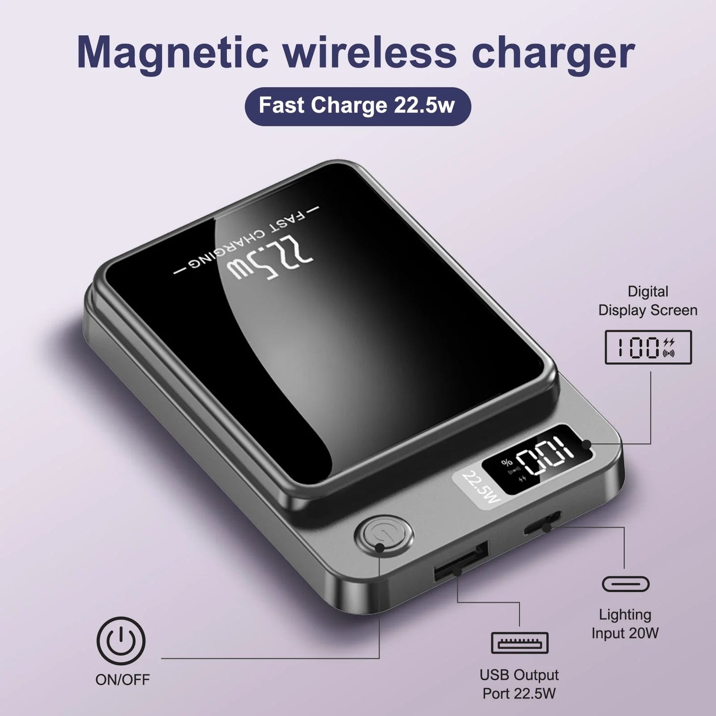 10000mAh Magnetic Charger Power Bank Wireless 22.5W USB - C Foldable Stand LED Display For IPhone 16/15/14/13/12 All Series - DivineLink1 | Electronics, Fitness, Household Essentials | Shop