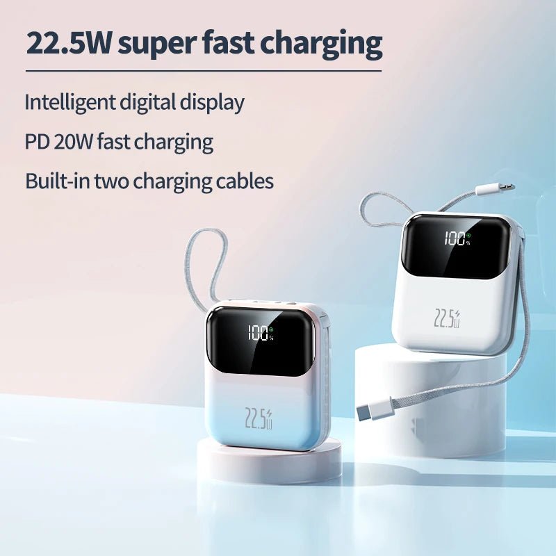 10000mAh portable power bank, 22.5W fast charging, with built - in charging cable, suitable for iPhone/Samsung/Xiaomi/Huawei - DivineLink1 | Electronics, Fitness, Household Essentials | Shop