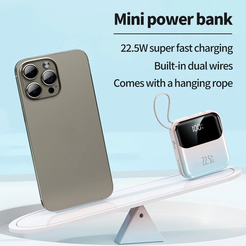 10000mAh portable power bank, 22.5W fast charging, with built - in charging cable, suitable for iPhone/Samsung/Xiaomi/Huawei - DivineLink1 | Electronics, Fitness, Household Essentials | Shop