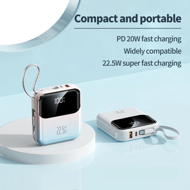 10000mAh portable power bank, 22.5W fast charging, with built - in charging cable, suitable for iPhone/Samsung/Xiaomi/Huawei - DivineLink1 | Electronics, Fitness, Household Essentials | Shop
