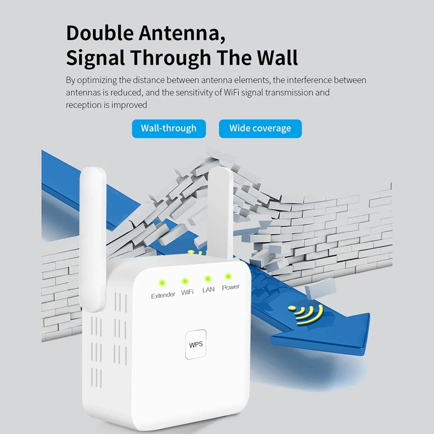 2.4G Wireless Signal Amplifier External Antenna 300Mbps Wireless WIFI Extender US/EU Plug Easy To Install Networking Device - DivineLink1 | Electronics, Fitness, Household Essentials | Shop