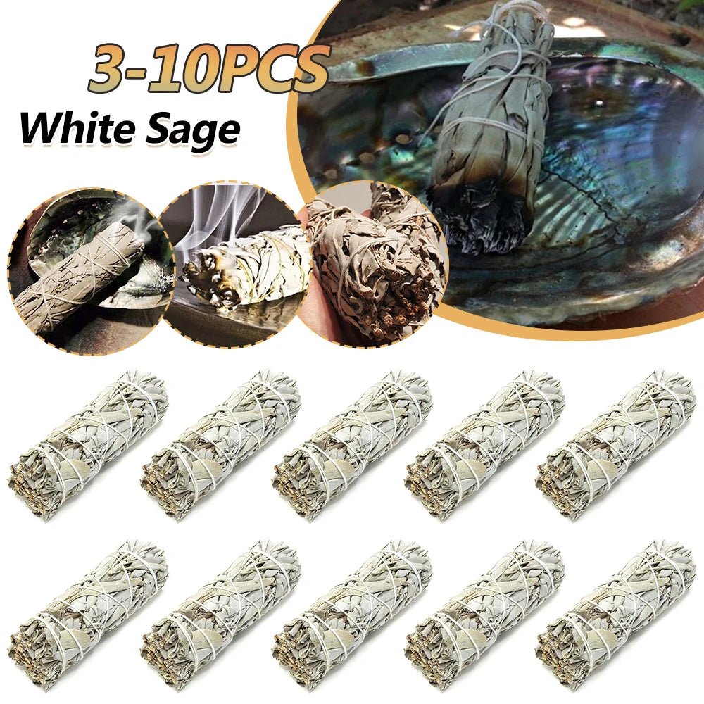 3 - 10PCS Incense White Sage Bundle Smudge Sticks Home Purification Incense White Sage Sticks Home Cleansing Burning Aromatherapy - DivineLink1 | Electronics, Fitness, Household Essentials | Shop