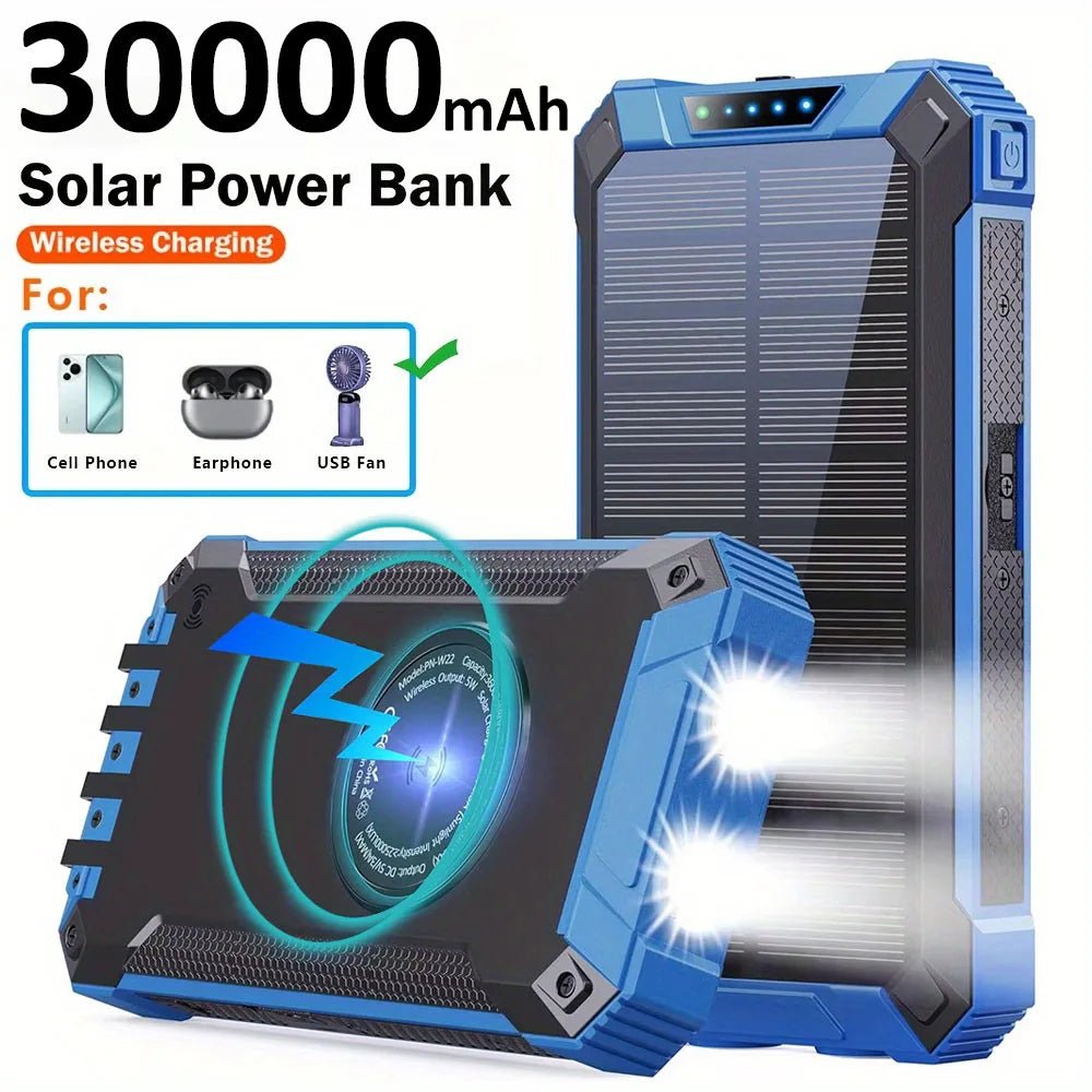 30000mAh Solar Mobile Power Bank Wireless Charger Built - in 4 Cables Six Outputs 15W Fast Charging Mobile Power Bank Suitable For - DivineLink1 | Electronics, Fitness, Household Essentials | Shop
