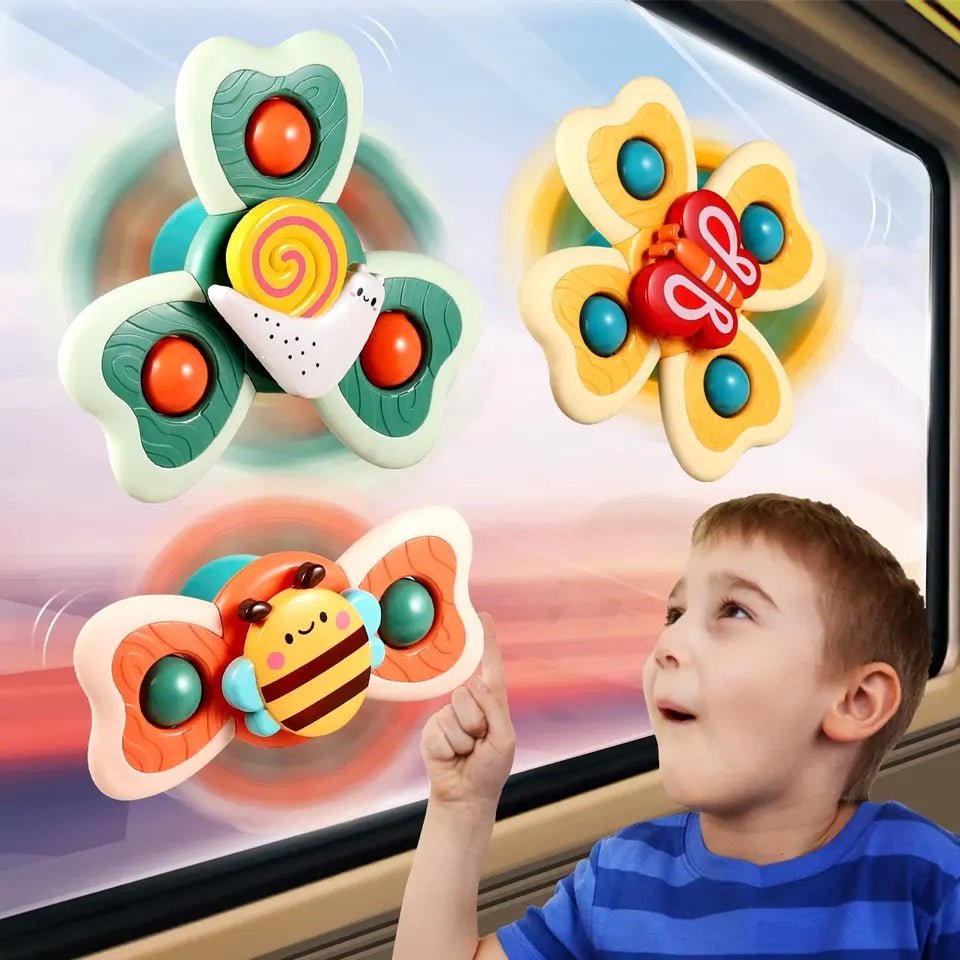 3pcs cartoon baby bath toy bee butterfly snail insect cute rotating fidget spinner toy with suction cup for kids gifts wholesale - DivineLink1 | Electronics, Fitness, Household Essentials | Shop