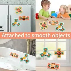 3pcs cartoon baby bath toy bee butterfly snail insect cute rotating fidget spinner toy with suction cup for kids gifts wholesale - DivineLink1 | Electronics, Fitness, Household Essentials | Shop