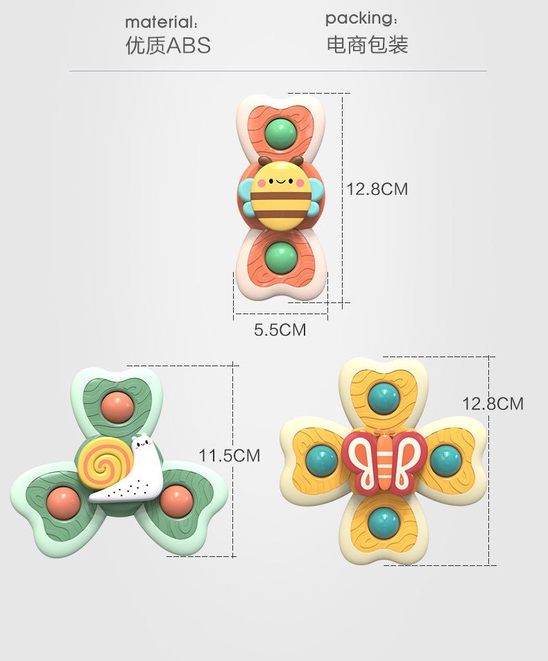 3pcs cartoon baby bath toy bee butterfly snail insect cute rotating fidget spinner toy with suction cup for kids gifts wholesale - DivineLink1 | Electronics, Fitness, Household Essentials | Shop