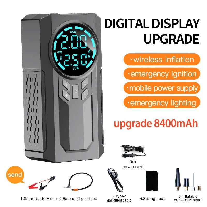 4 in 1 Car Jump Start Air Compressor 8400mAh Power Bank Portable Battery Booster Digital Tire Inflator with DC Cigarette Lighter - DivineLink1 | Electronics, Fitness, Household Essentials | Shop