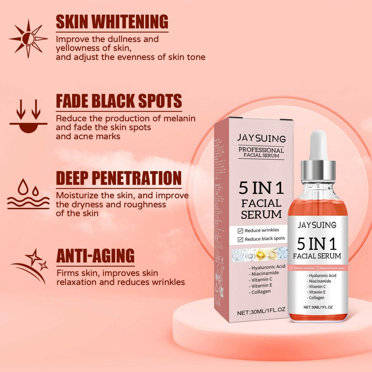 5 in 1 Face Serum, Moisturizes Skin Firming Lightening Acne Spots Beautiful Skin Serum - DivineLink1 | Electronics, Fitness, Household Essentials | Shop