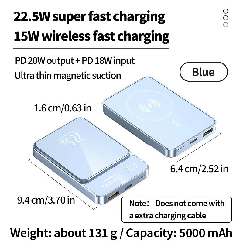 5000mAh portable magnetic wireless charging power bank 22.5W super fast charging digital display mobile phone power bank - DivineLink1 | Electronics, Fitness, Household Essentials | Shop