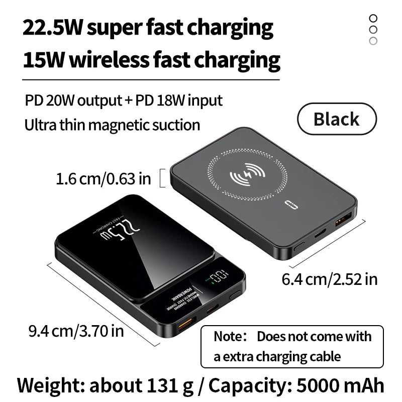 5000mAh portable magnetic wireless charging power bank 22.5W super fast charging digital display mobile phone power bank - DivineLink1 | Electronics, Fitness, Household Essentials | Shop