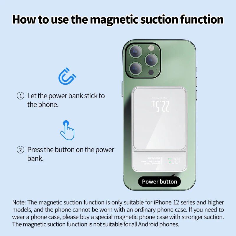 5000mAh portable magnetic wireless charging power bank 22.5W super fast charging digital display mobile phone power bank - DivineLink1 | Electronics, Fitness, Household Essentials | Shop