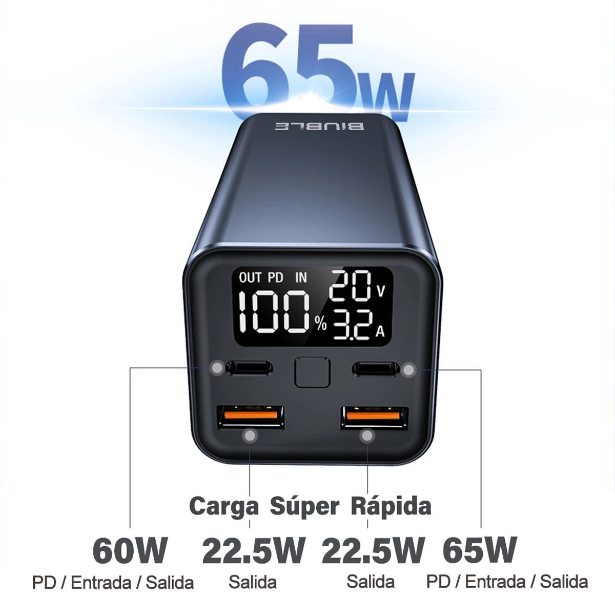65W Mobile Power Bank 30000mAh Type - C Plug Fast Charging FCP SCP Mobile Power Bank Portable External Charger for Smartphones - DivineLink1 | Electronics, Fitness, Household Essentials | Shop