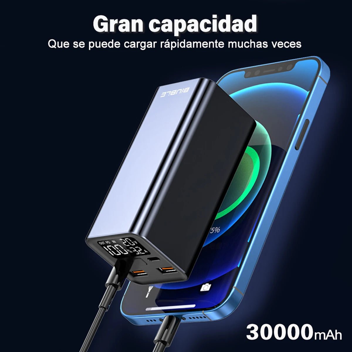 65W Mobile Power Bank 30000mAh Type - C Plug Fast Charging FCP SCP Mobile Power Bank Portable External Charger for Smartphones - DivineLink1 | Electronics, Fitness, Household Essentials | Shop