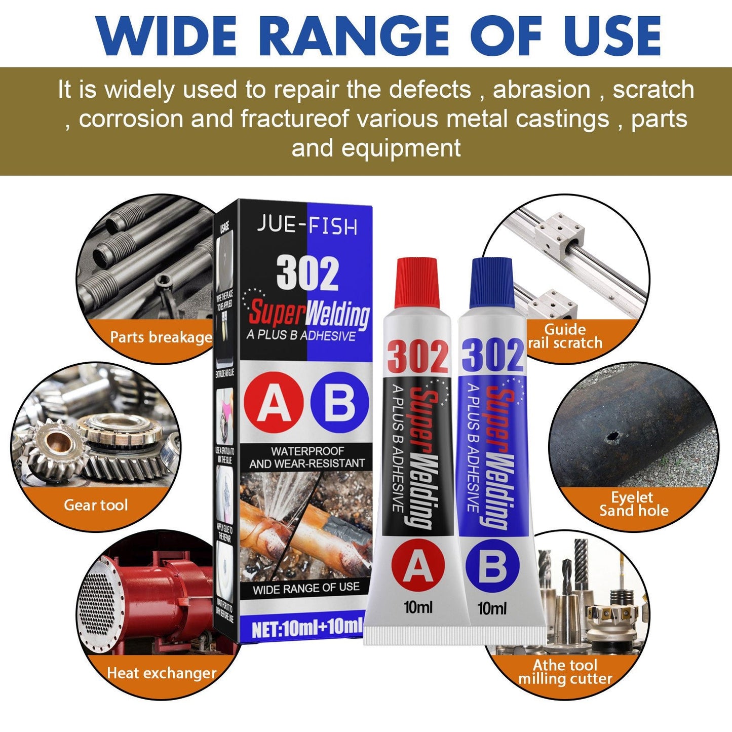 AB Casting Glue, Fast Drying Metal Tank Repair High Temperature Casting Glue - DivineLink1 | Electronics, Fitness, Household Essentials | Shop