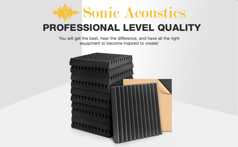 Acoustic Foam Panels 2" X 12" X 12" Self - Adhesive Acoustic Studio Wedge Tiles, Sound Panels Wedges Soundproof Foam Padding Sound - DivineLink1 | Electronics, Fitness, Household Essentials | Shop