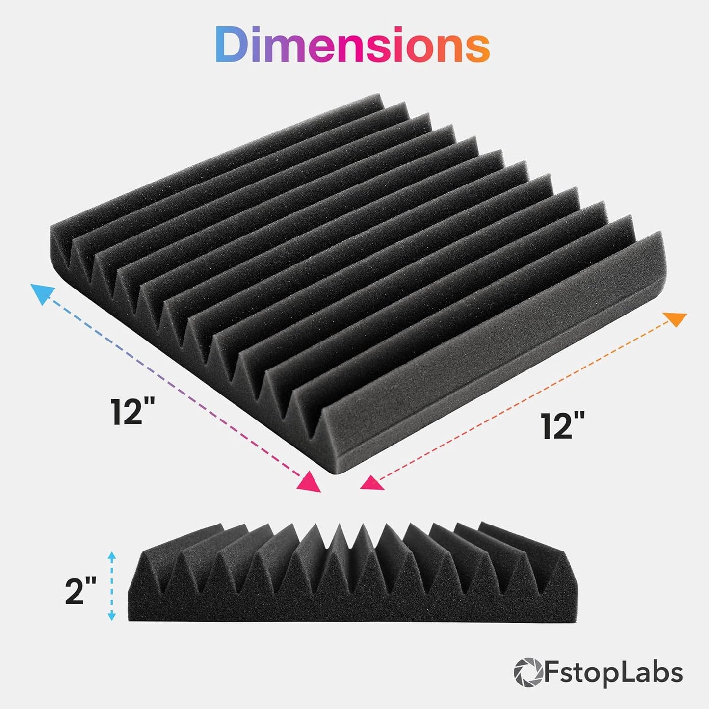 Acoustic Foam Panels 2" X 12" X 12" Self - Adhesive Acoustic Studio Wedge Tiles, Sound Panels Wedges Soundproof Foam Padding Sound - DivineLink1 | Electronics, Fitness, Household Essentials | Shop
