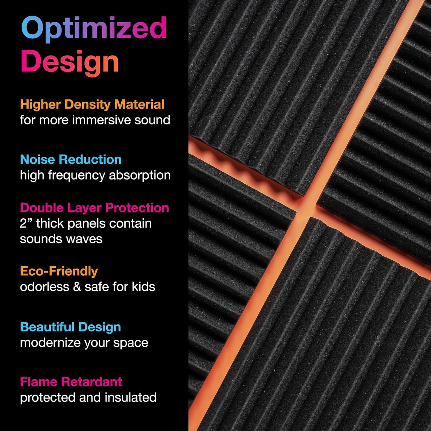Acoustic Foam Panels 2" X 12" X 12" Self - Adhesive Acoustic Studio Wedge Tiles, Sound Panels Wedges Soundproof Foam Padding Sound - DivineLink1 | Electronics, Fitness, Household Essentials | Shop