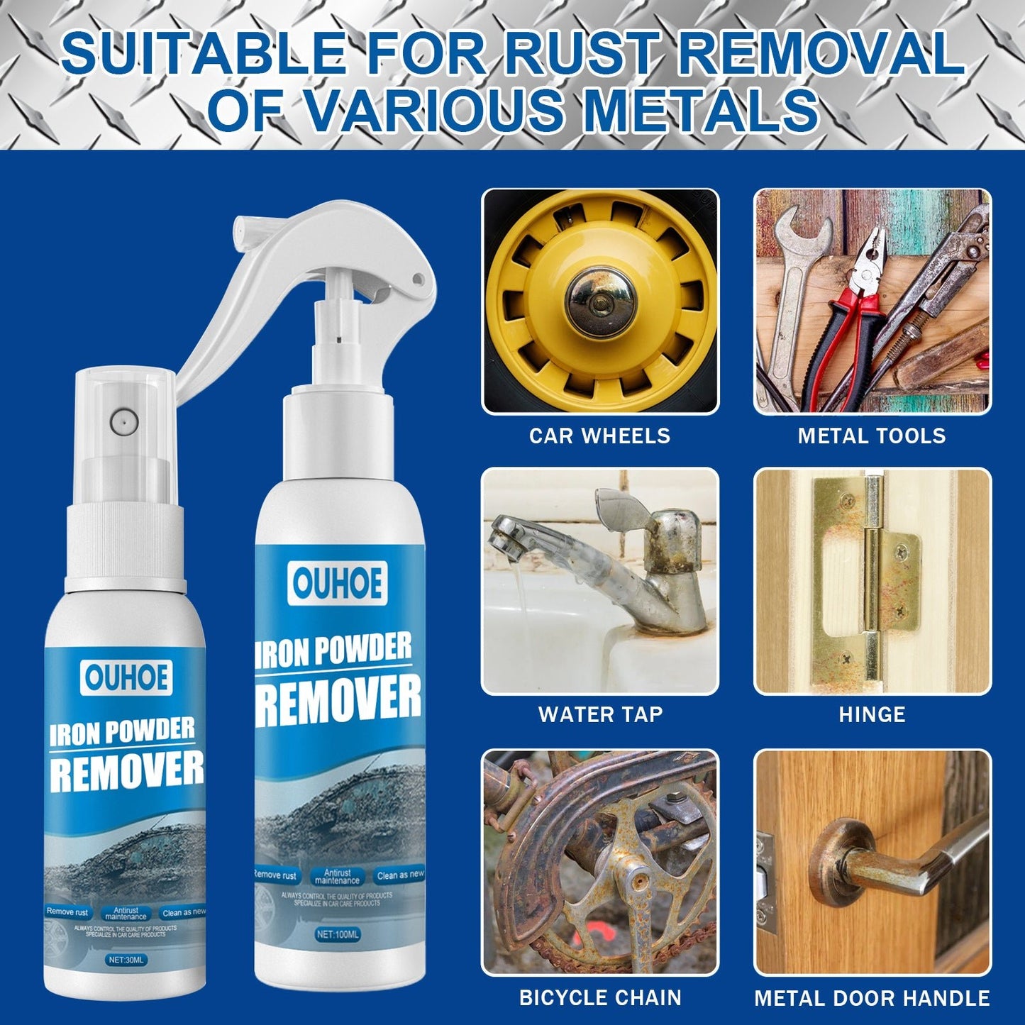 Auto Iron Powder Rust Remover Spray Rust Remover Auto Products Stain Remover Rust Remover Cleaning Products - DivineLink1 | Electronics, Fitness, Household Essentials | Shop