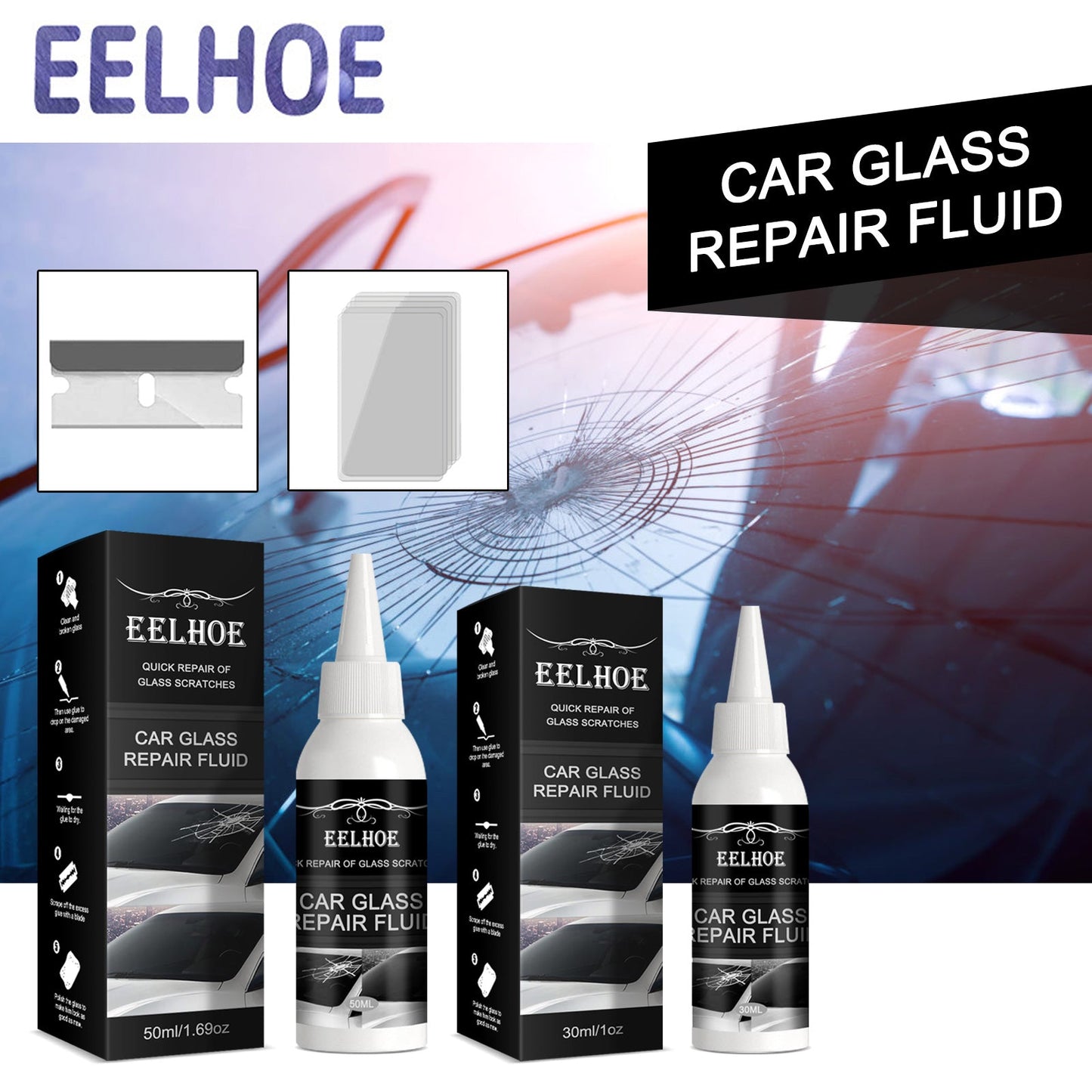 Automotive Glass Repair Adhesive, Windshield Crack Repair Adhesive Repair Adhesive Glass Repair Adhesive - DivineLink1 | Electronics, Fitness, Household Essentials | Shop