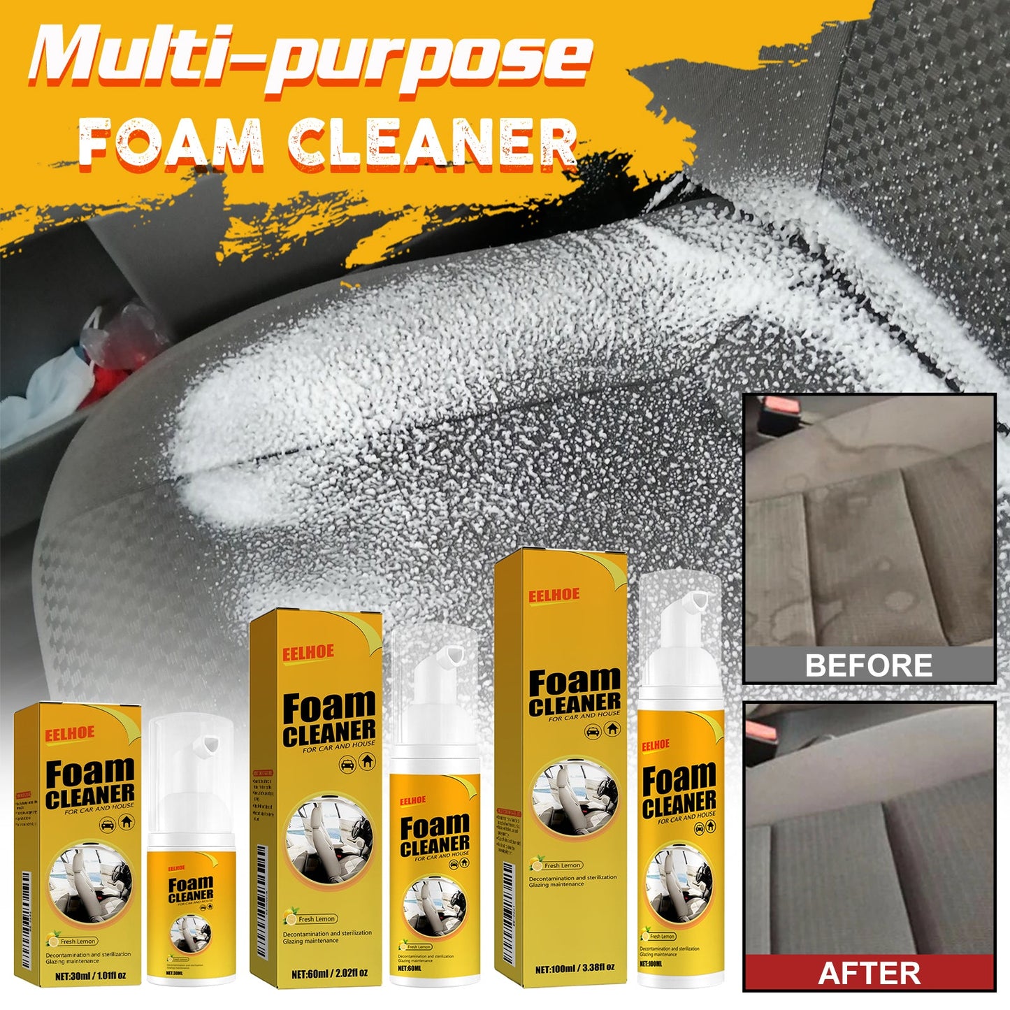 Automotive Steering Wheel Foam Cleaner, Leather Seat Supplies Decontamination Multi - Functional Interior Cleaner - DivineLink1 | Electronics, Fitness, Household Essentials | Shop