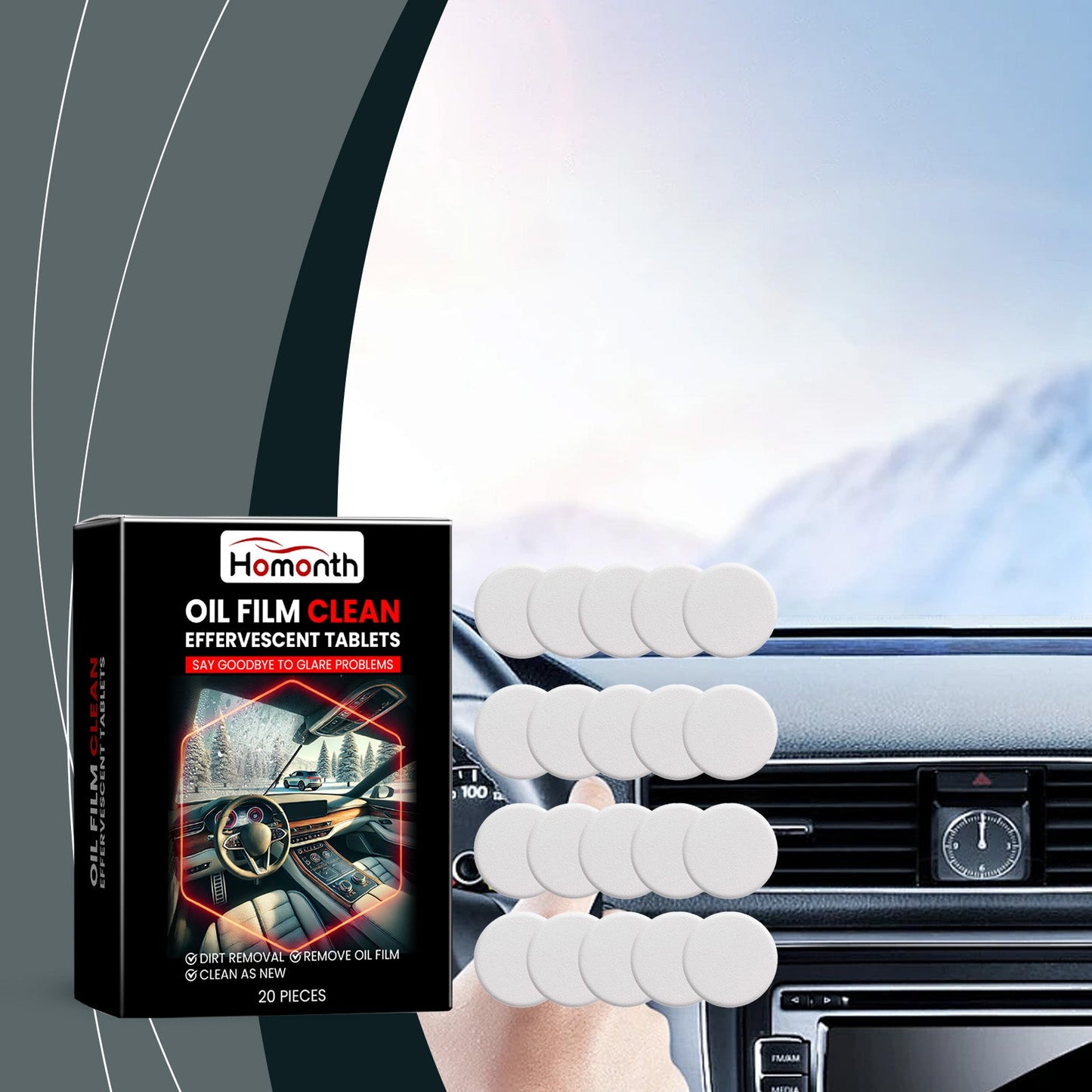 Automotive Windshield Oil Film Effervescent Tablet, Windshield Oil Film Stain Cleaning Effervescent Tablet - DivineLink1 | Electronics, Fitness, Household Essentials | Shop