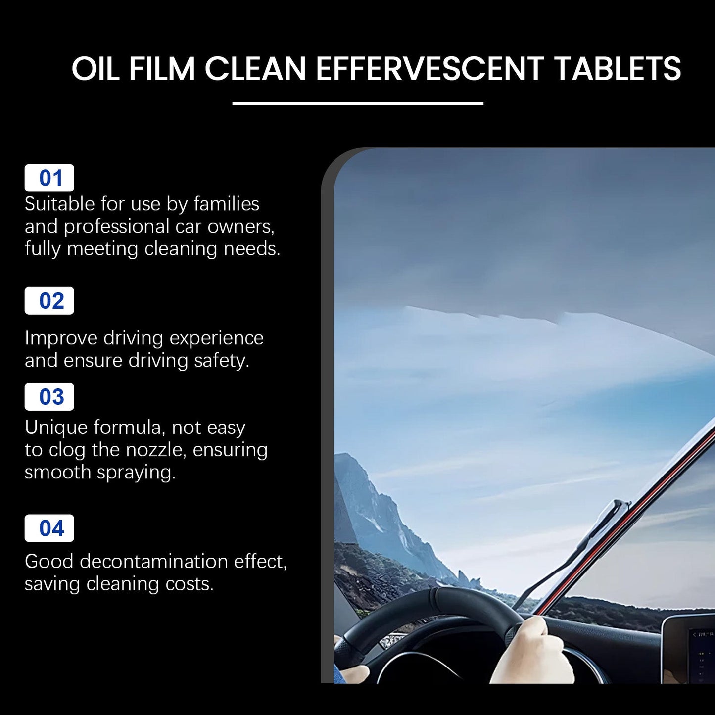 Automotive Windshield Oil Film Effervescent Tablet, Windshield Oil Film Stain Cleaning Effervescent Tablet - DivineLink1 | Electronics, Fitness, Household Essentials | Shop