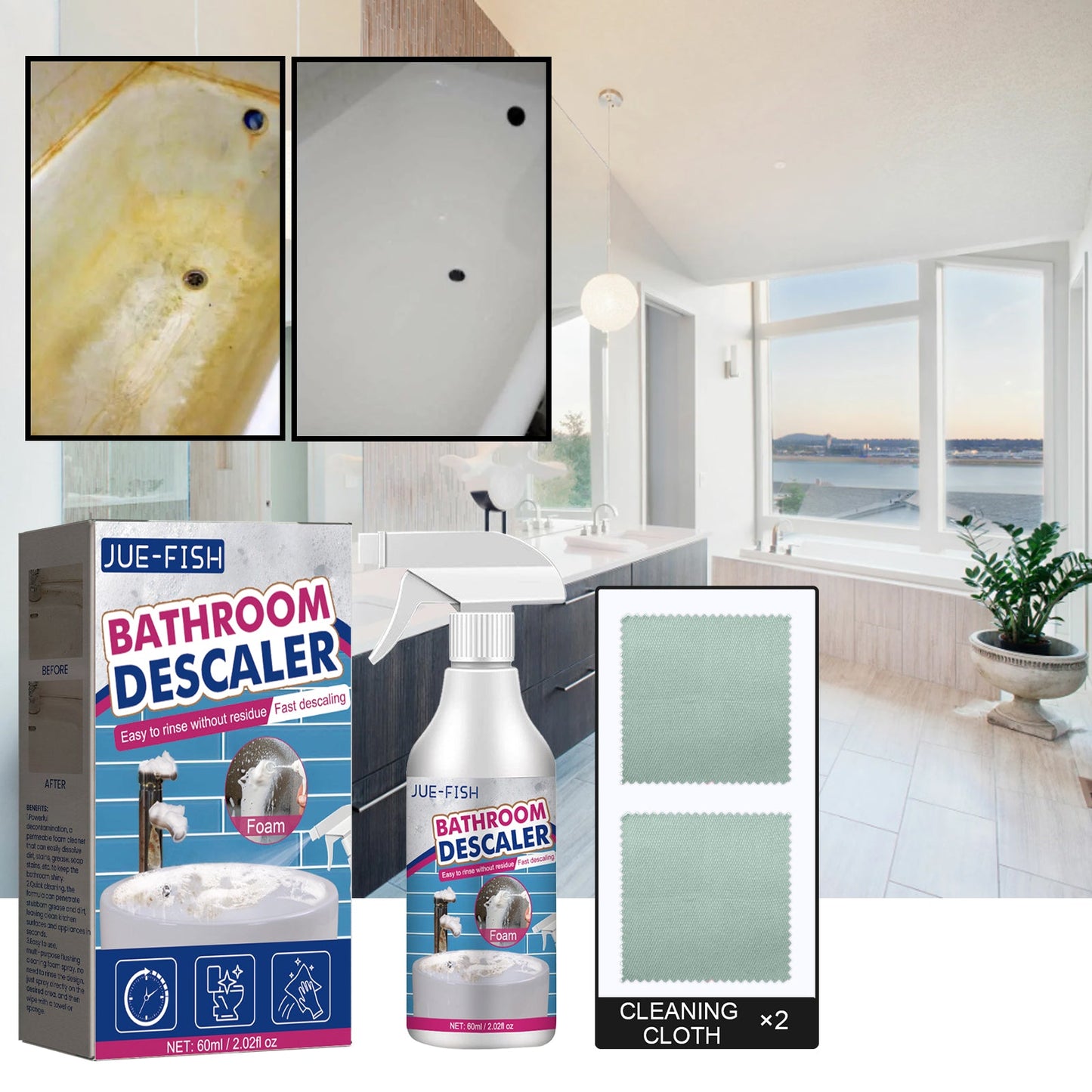Bathroom Cleaner, Shower Room Glass Scale Cleaner Stainless Steel Wash Basin Bathtub Decontamination - DivineLink1 | Electronics, Fitness, Household Essentials | Shop