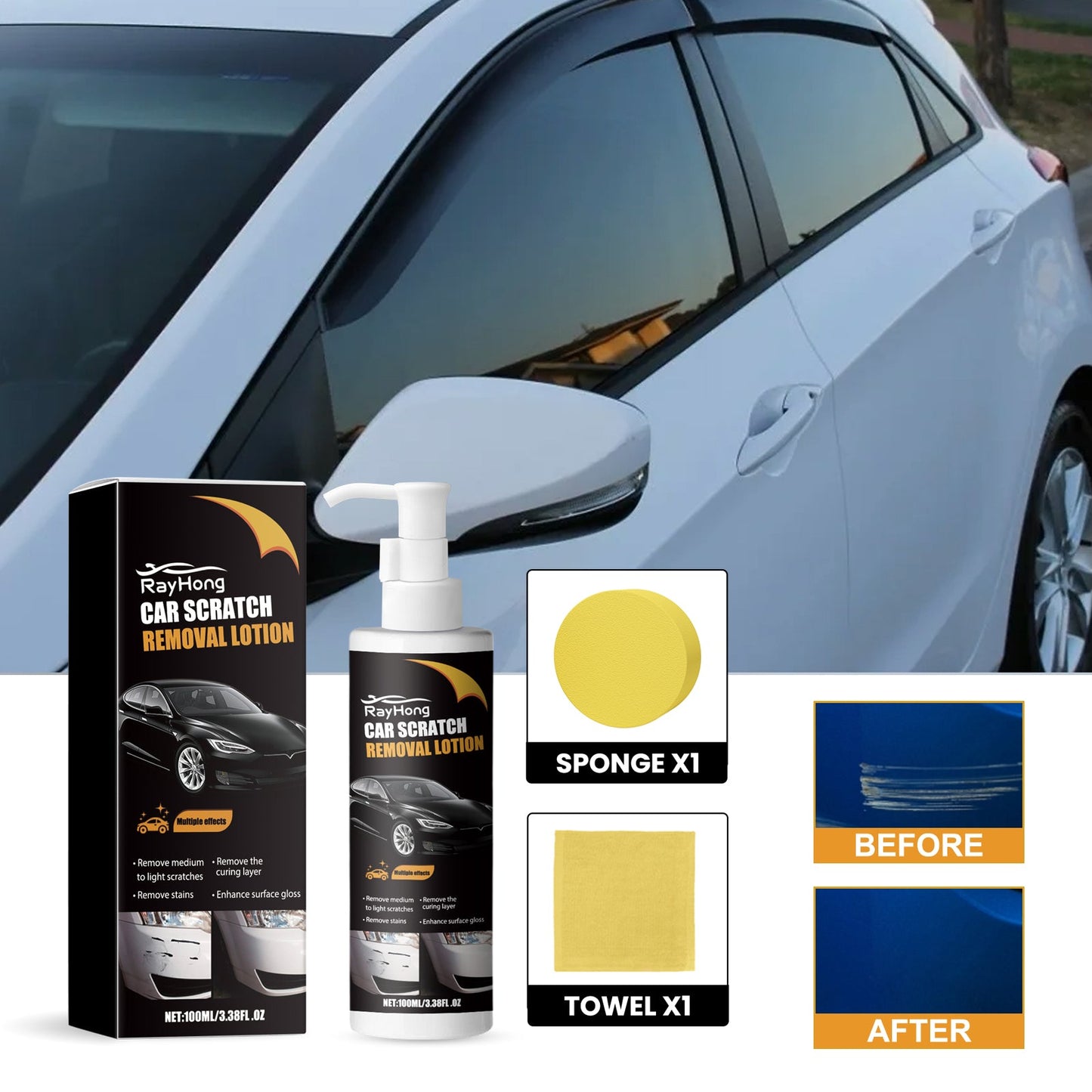 Car Scratch Removal Lotion, Automotive Paint Polishing Maintenance Refurbishment Cleaning And Brightening Repair Fluid - DivineLink1 | Electronics, Fitness, Household Essentials | Shop