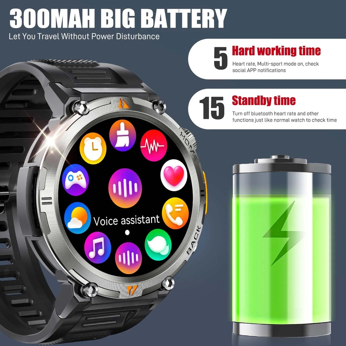 EIGIIS 2024 New KE3 Bluetooth Call Smart Watch Men Full Touch Screen Health Monitor Clock With Flashlight For IOS Android - DivineLink1 | Electronics, Fitness, Household Essentials | Shop