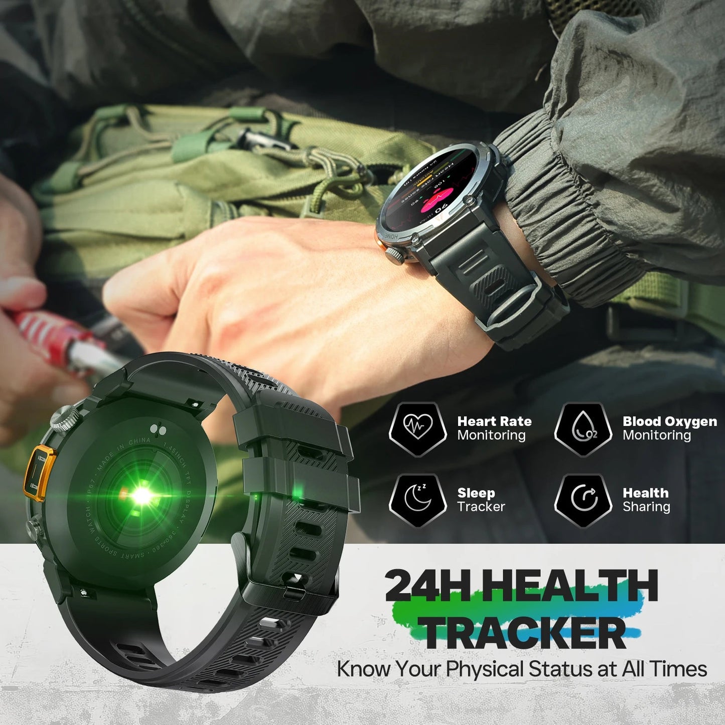 EIGIIS 2024 New KE3 Bluetooth Call Smart Watch Men Full Touch Screen Health Monitor Clock With Flashlight For IOS Android - DivineLink1 | Electronics, Fitness, Household Essentials | Shop