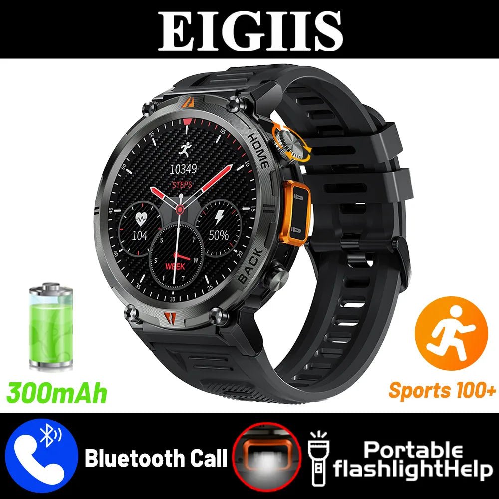 EIGIIS 2024 New KE3 Bluetooth Call Smart Watch Men Full Touch Screen Health Monitor Clock With Flashlight For IOS Android - DivineLink1 | Electronics, Fitness, Household Essentials | Shop