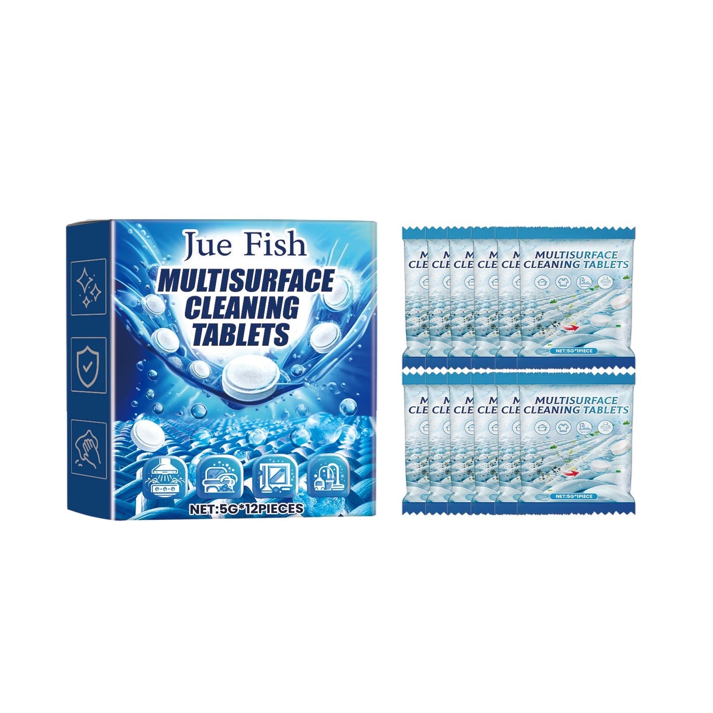 JUE FISH MultiSurface Cleaning Tablets, Kitchen Heavy Oil And Dirt Cleaning Stain Cleaner Effervescent Tablet - DivineLink1 | Electronics, Fitness, Household Essentials | Shop