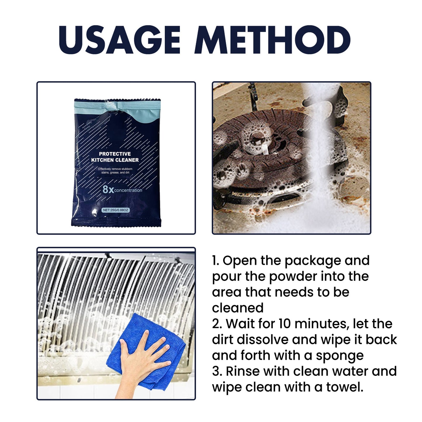 Kitchen Cleaning Detergent Powder, Stove Hood Kitchen Utensils Heavy Oil Cleaning Decontamination Detergent - DivineLink1 | Electronics, Fitness, Household Essentials | Shop