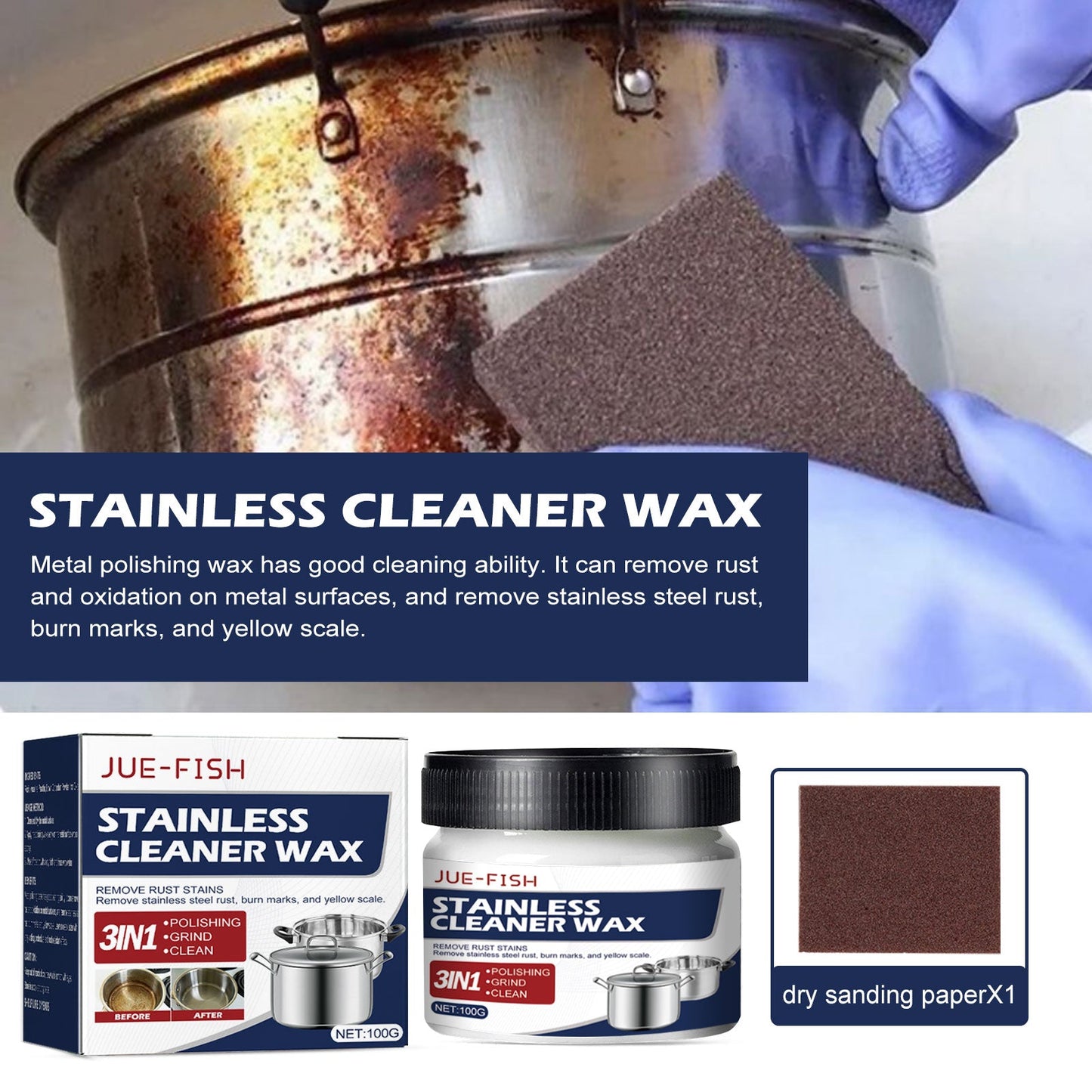 Metal Polishing Wax, Household Kitchen Range Hood Pot Cleaning, Rust Removal, Grease Polishing Cleaner - DivineLink1 | Electronics, Fitness, Household Essentials | Shop
