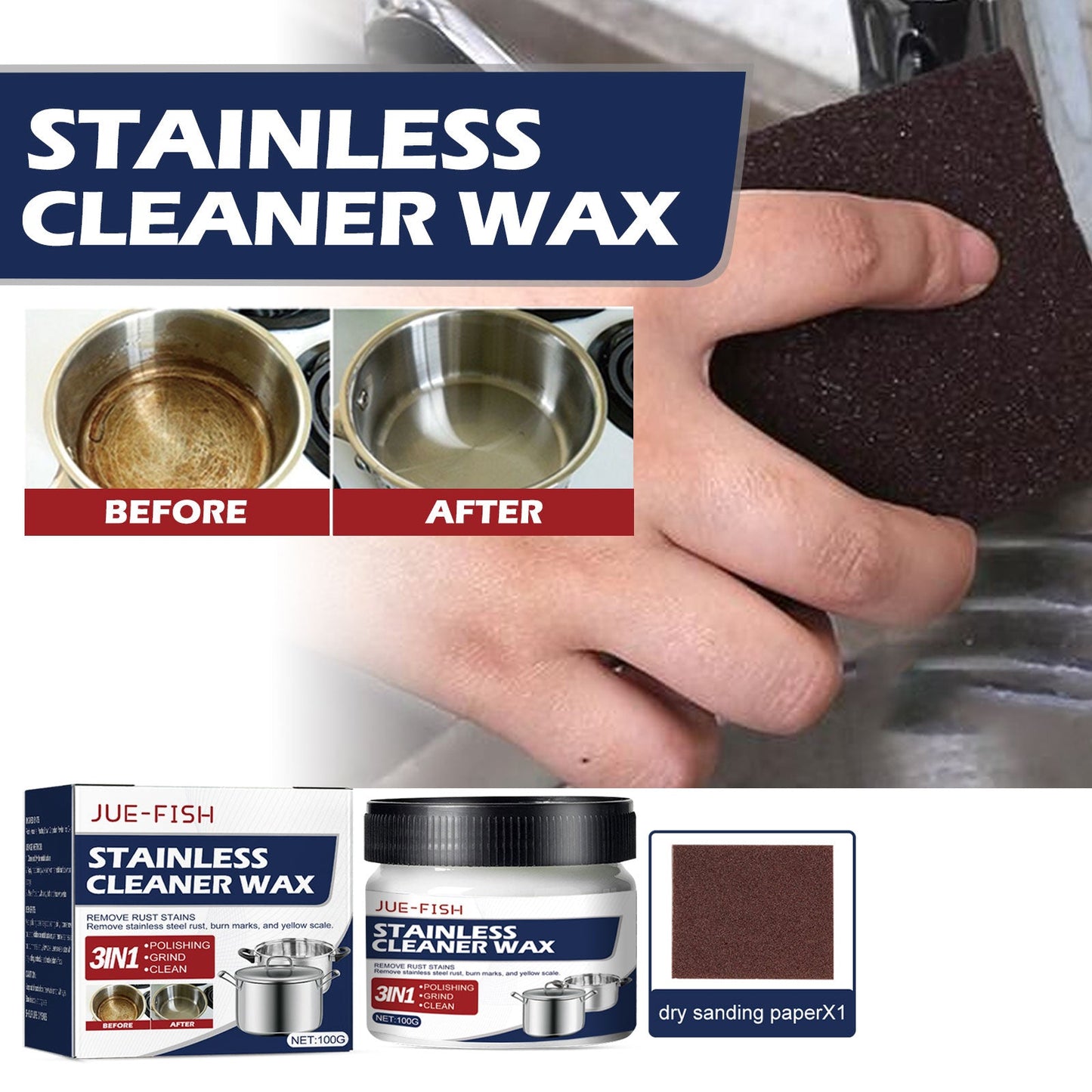 Metal Polishing Wax, Household Kitchen Range Hood Pot Cleaning, Rust Removal, Grease Polishing Cleaner - DivineLink1 | Electronics, Fitness, Household Essentials | Shop