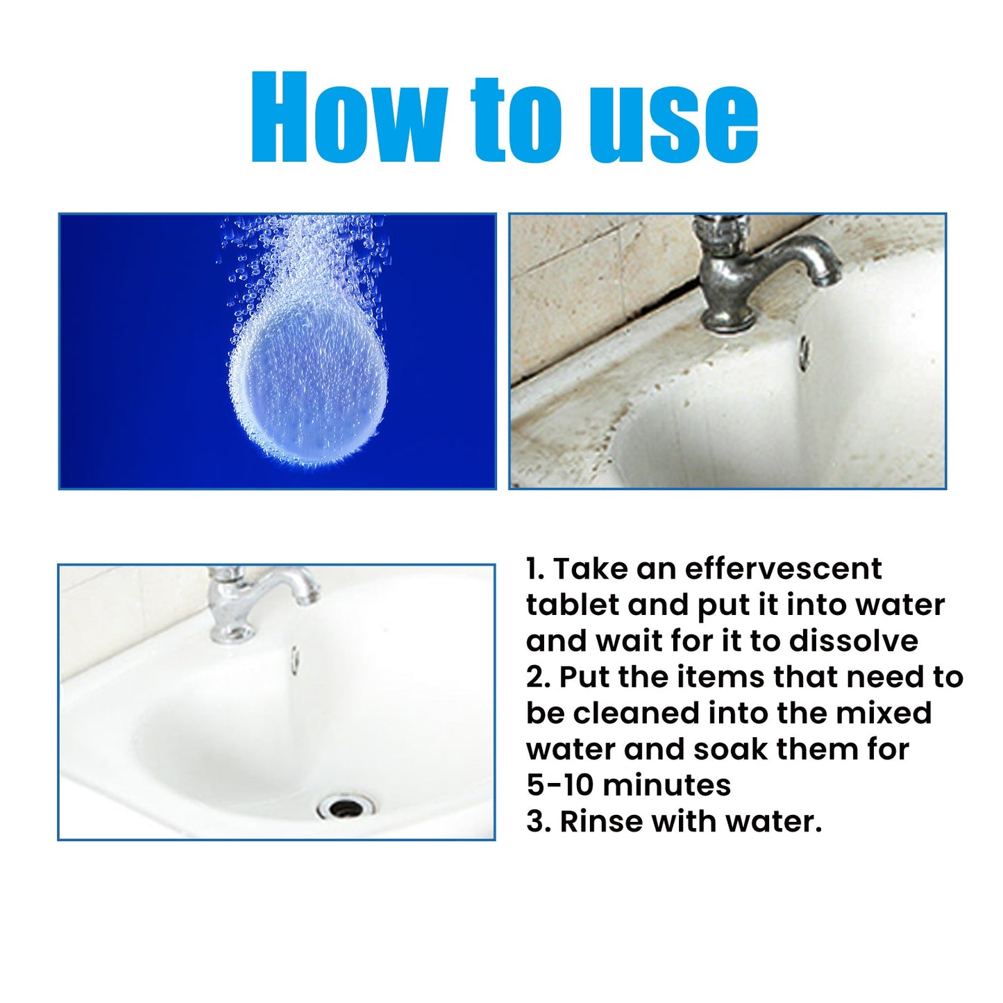 Multi - Surface Cleaning Effervescent Tablets, Cooktop Tile Bathroom Kitchen Mildew Stains Clean And Clean - DivineLink1 | Electronics, Fitness, Household Essentials | Shop