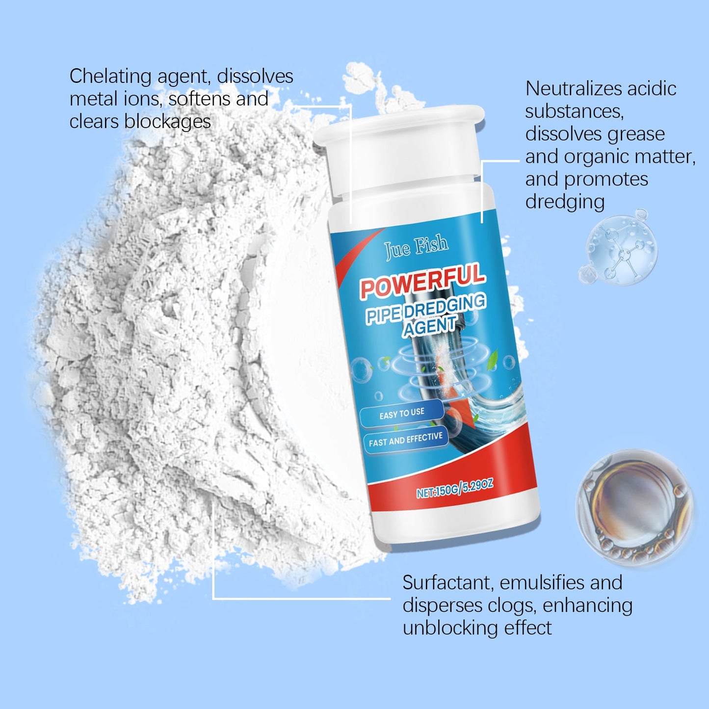 Pipe Dredge Cleaning Agent, Kitchen Toilet Sewer Clogged Dredge Drainage Pipe Clean And Decontaminate - DivineLink1 | Electronics, Fitness, Household Essentials | Shop