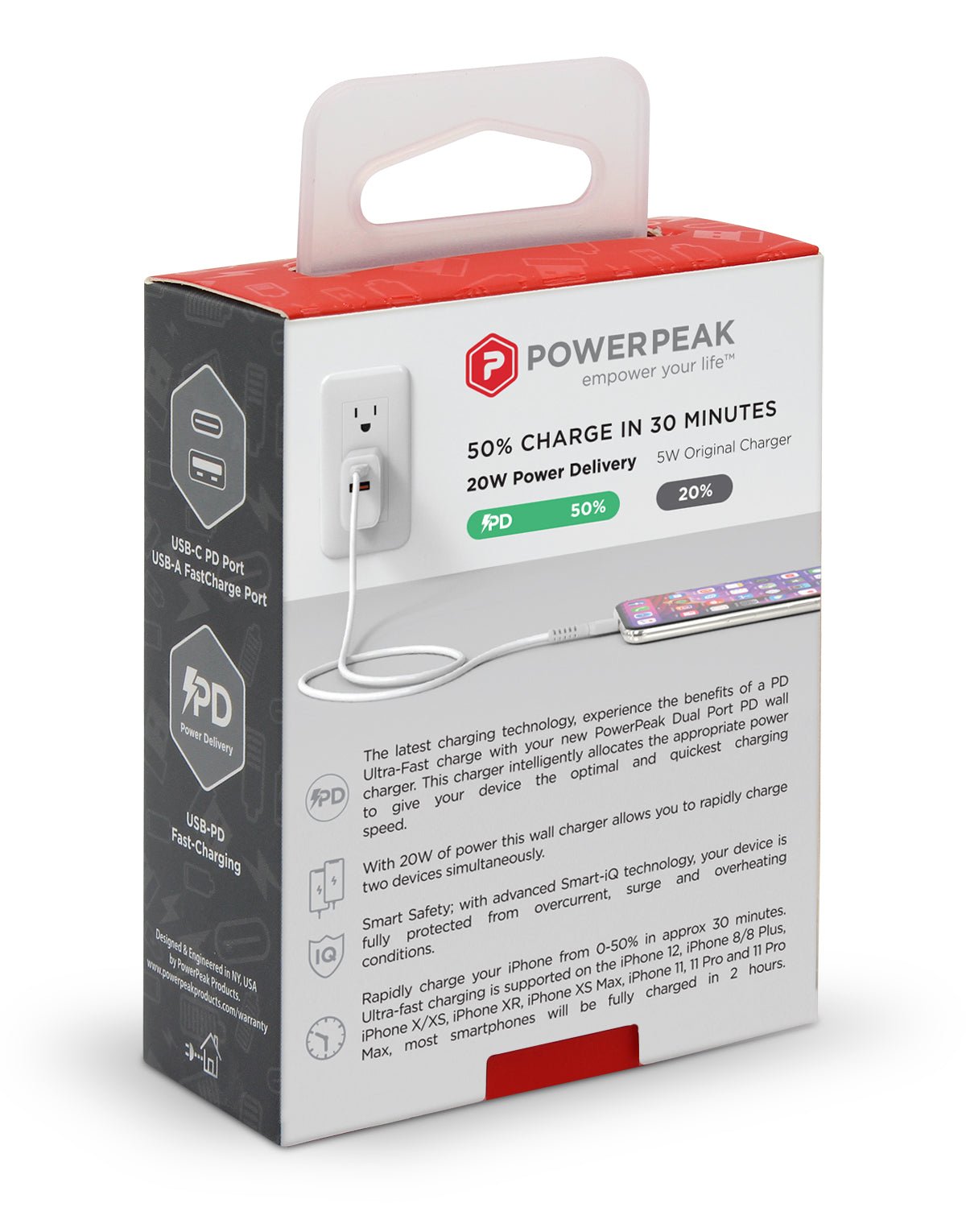 PowerPeak PD Wall Dual Port Charger 20W - White - DivineLink1 | Electronics, Fitness, Household Essentials | Shop