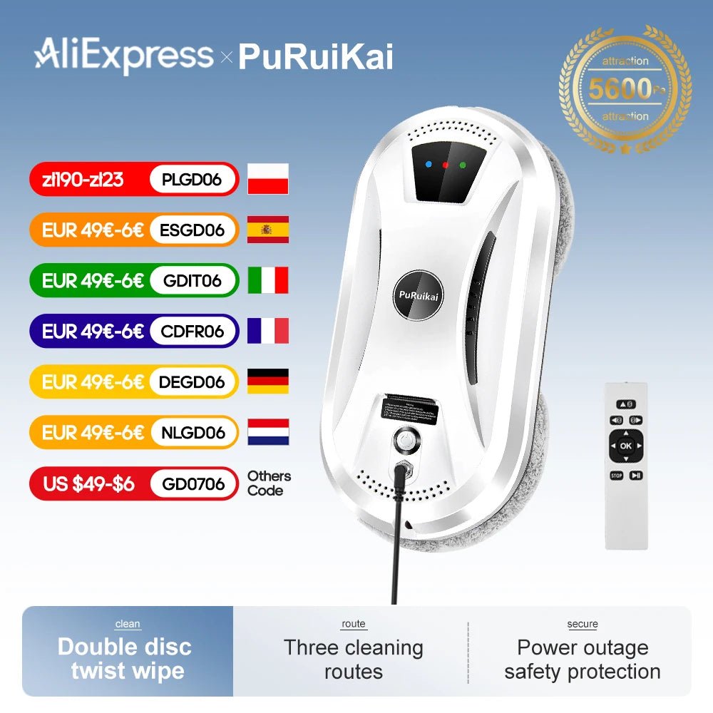 PuRuiKai Ultra thin Robot vacuum cleaner window cleaning robot window electric glass limpiacristales remote control for home - DivineLink1 | Electronics, Fitness, Household Essentials | Shop
