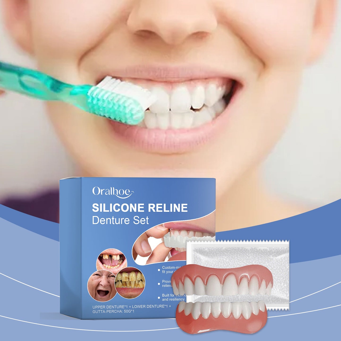 Silicone Resin Denture Set, Enhance Smile Appearance Comfortable Material Denture Beauty Care - DivineLink1 | Electronics, Fitness, Household Essentials | Shop