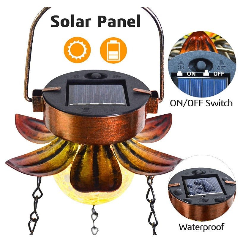 Solar Hanging Bird Bath for Outdoors 24 inch Glass Bird Feeder Sunflower Tray Crackle Ball Light Waterproof Yard Garden Decorati - DivineLink1 | Electronics, Fitness, Household Essentials | Shop