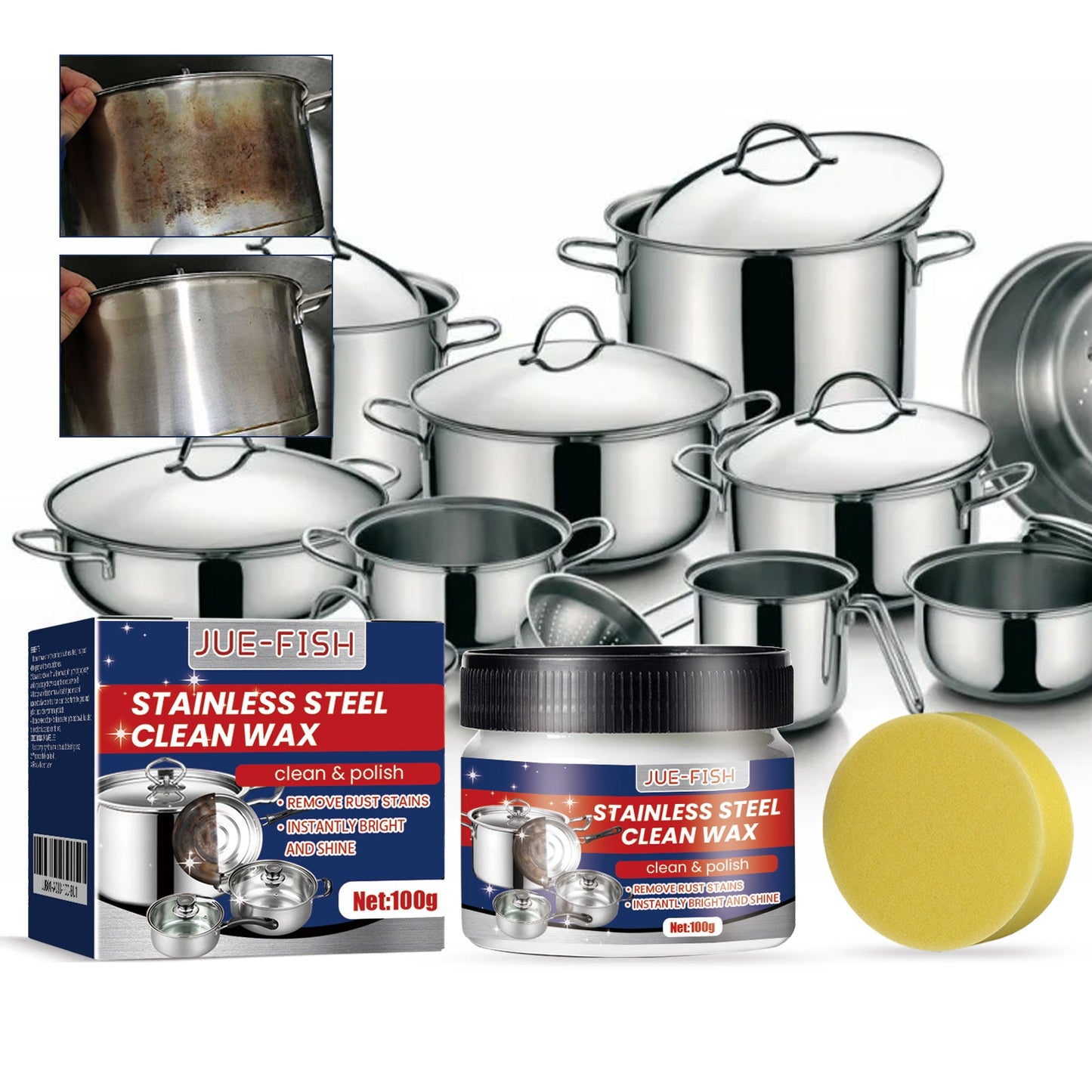 Stainless Steel Cleaning Cream, Kitchen Utensils, Pots And Pans, Cooktops, Heavy Oil, Rust Removal, Cleaning And Descaling Paste - DivineLink1 | Electronics, Fitness, Household Essentials | Shop