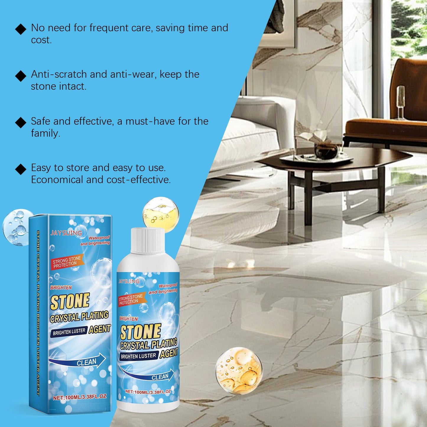 Stone Crystal Plating Agent, Kitchen Quartz Tile Countertop Scratch Repair Cleaning Stain Brightener - DivineLink1 | Electronics, Fitness, Household Essentials | Shop