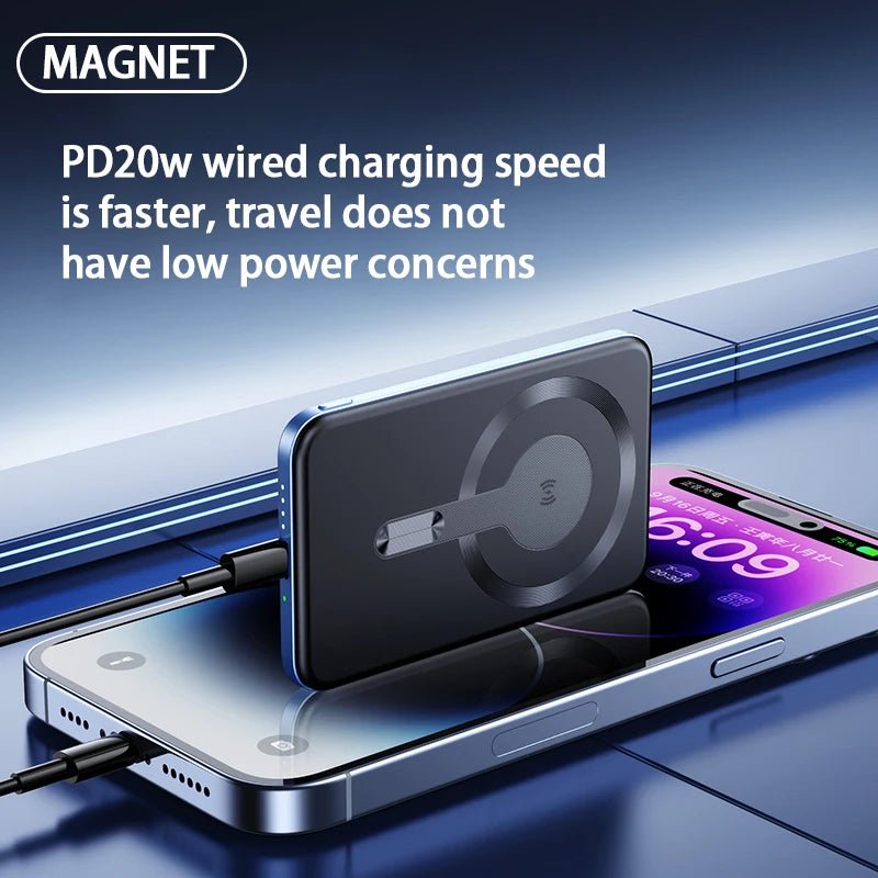 Thin Wireless Power Bank Magnetic PD20W 5000mAh Portable Fast Charging External Battery for Magsafe For iPhone 16 15 14 13 - DivineLink1 | Electronics, Fitness, Household Essentials | Shop