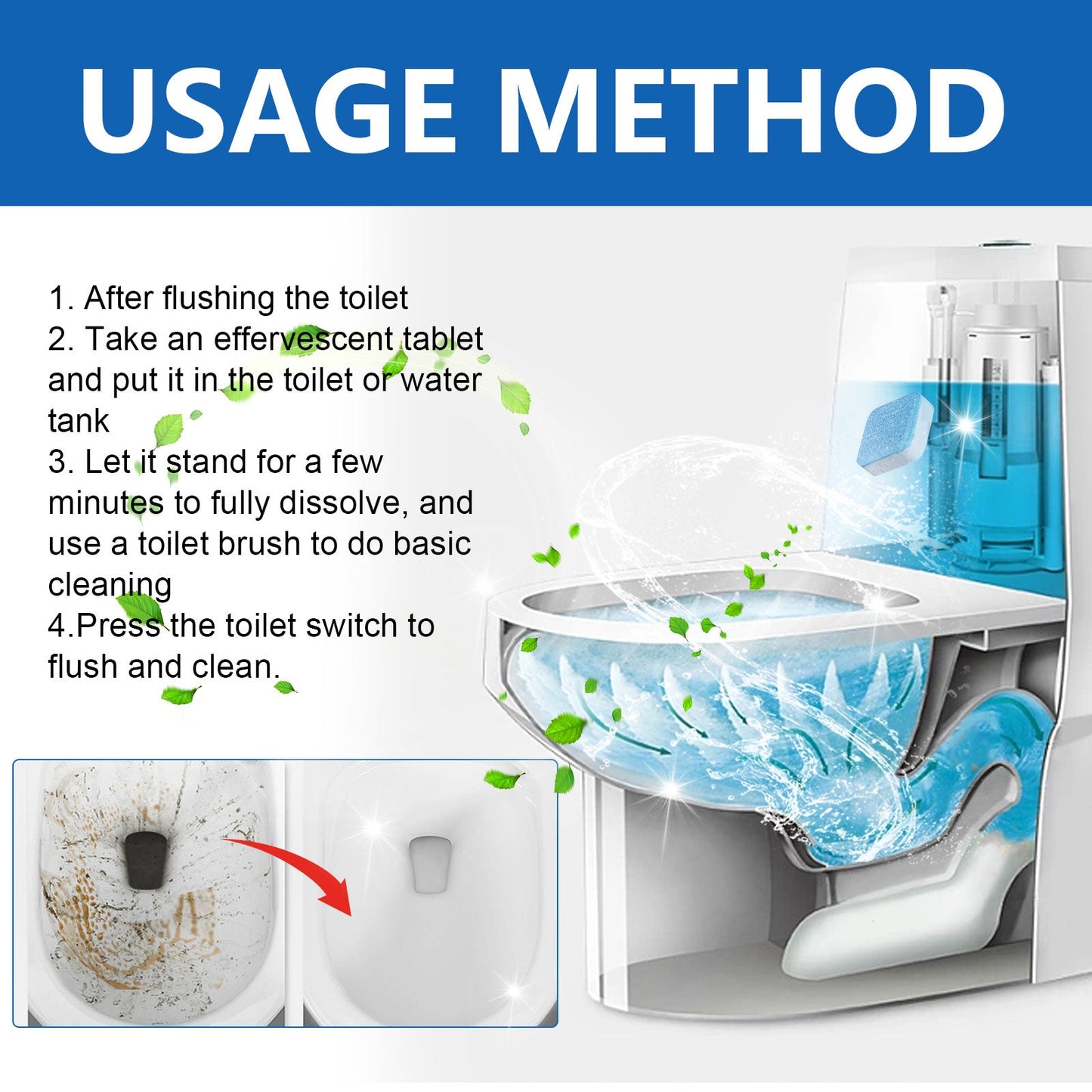 Toilet Effervescent Tablet, Toilet Decontamination Cleaning Urine Stains Deodorant Keep Fragrant Clean Toilet Effervescent Tablet - DivineLink1 | Electronics, Fitness, Household Essentials | Shop