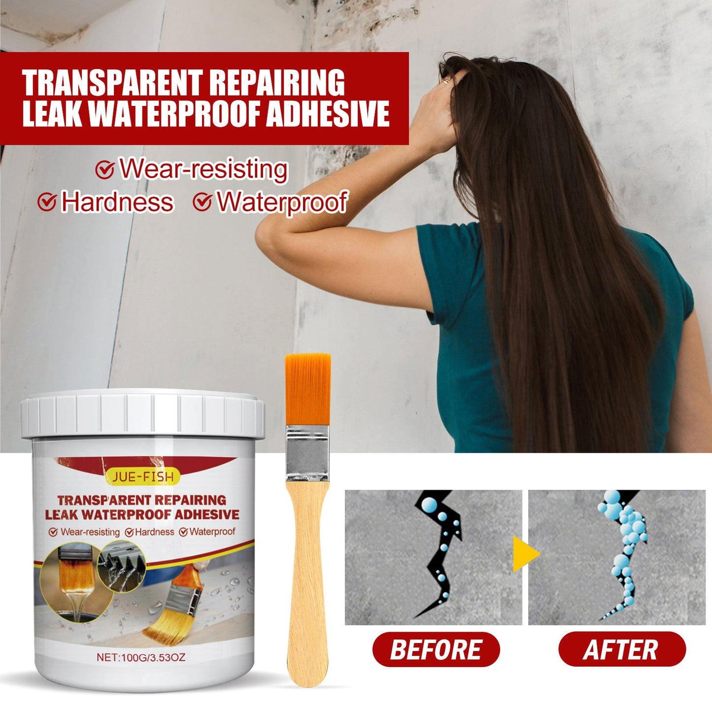 Transparent Leak Repair Waterproof Glue, Free Smashing Brick Toilet Kitchen Floor Tile Paint Waterproofing Agent - DivineLink1 | Electronics, Fitness, Household Essentials | Shop