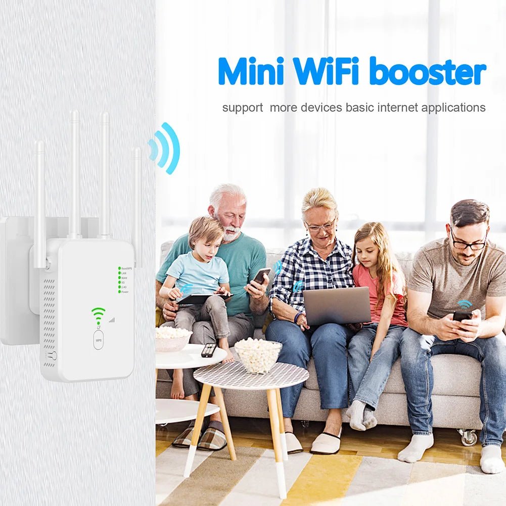 U10 Wireless WiFi Repeater Dual Band 5GHz/2.4GHz Wi Fi Range Extender 1200Mbps Signal Booster With 4 Antennas 3 Modes UK/US/EU - DivineLink1 | Electronics, Fitness, Household Essentials | Shop