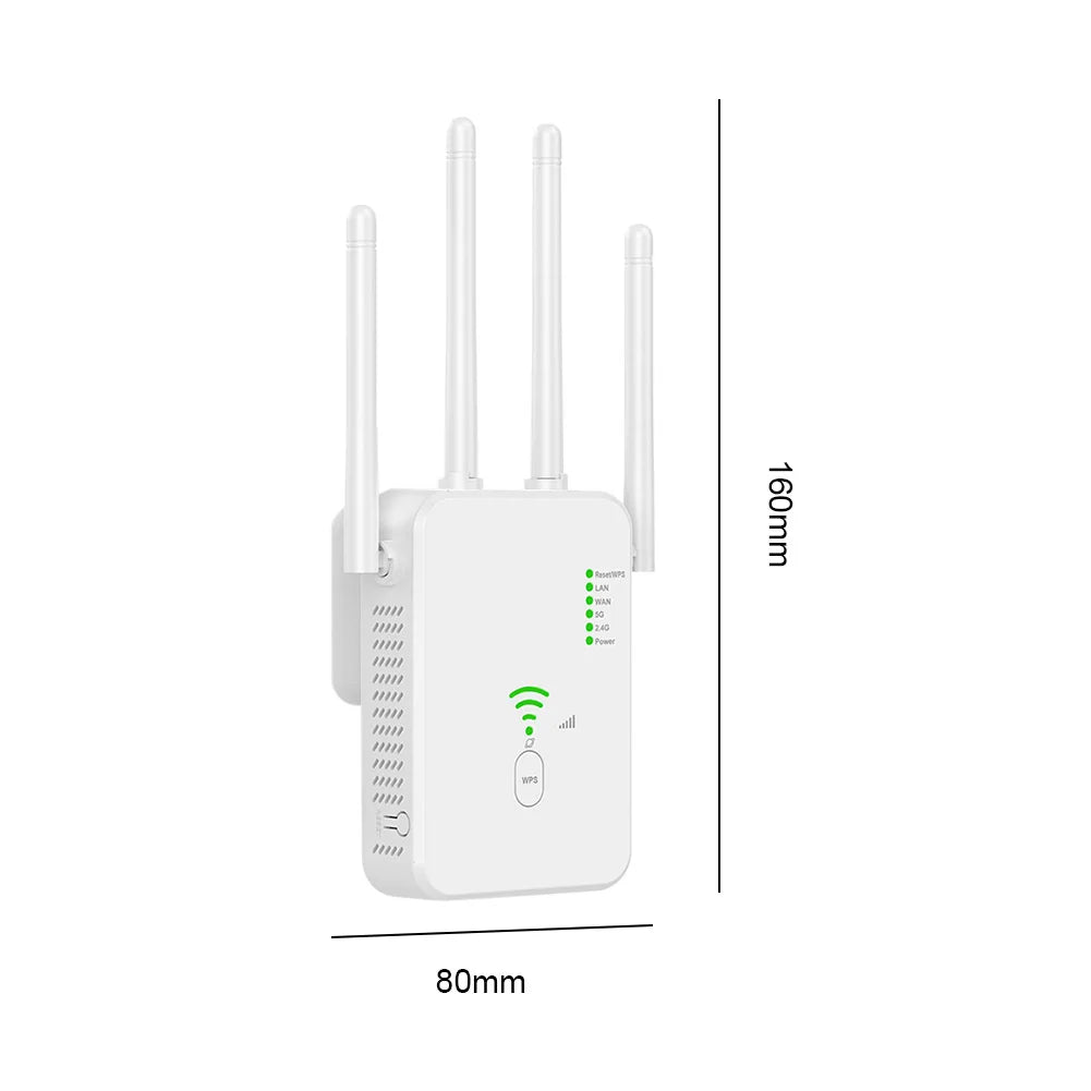 U10 Wireless WiFi Repeater Dual Band 5GHz/2.4GHz Wi Fi Range Extender 1200Mbps Signal Booster With 4 Antennas 3 Modes UK/US/EU - DivineLink1 | Electronics, Fitness, Household Essentials | Shop