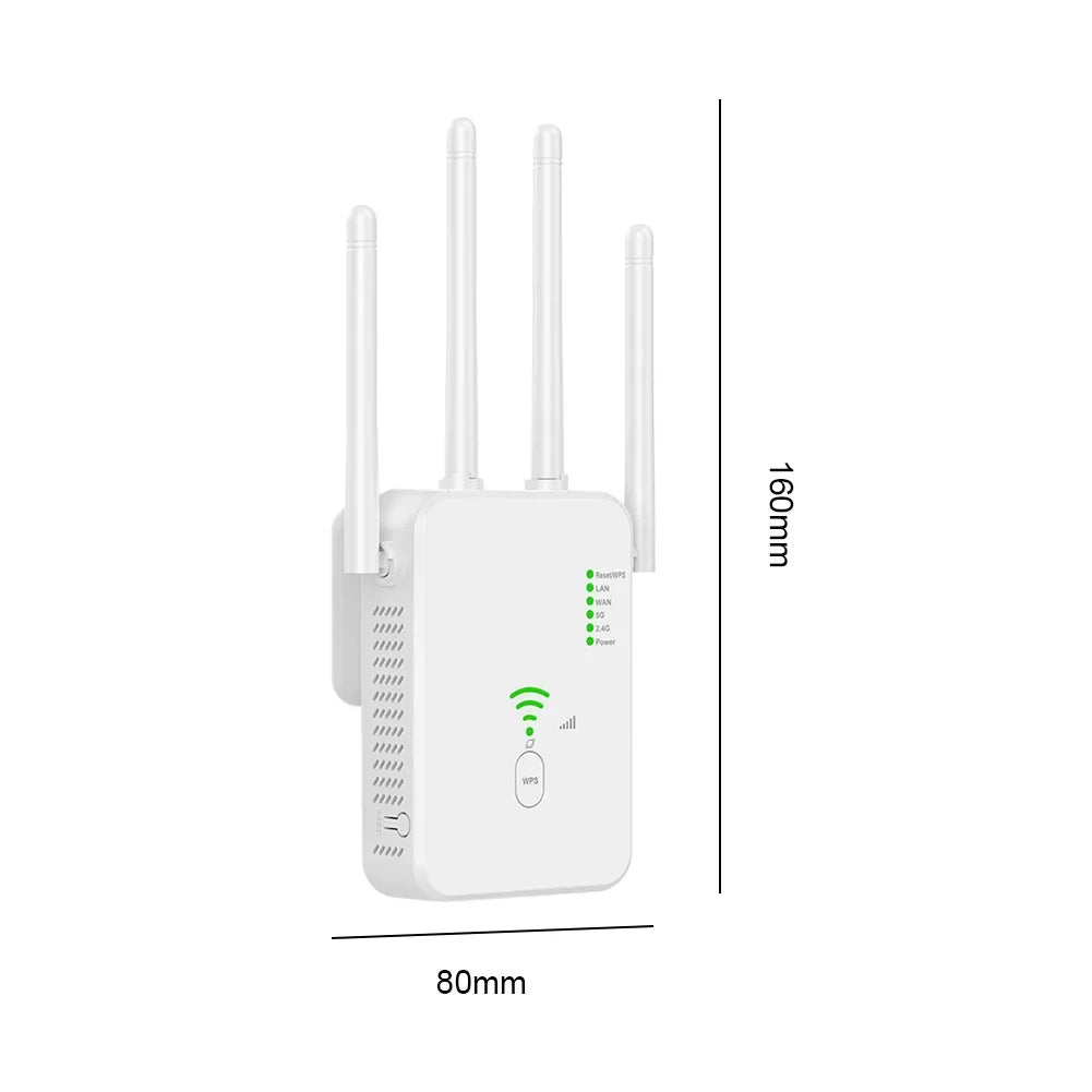 U10 Wireless WiFi Repeater Dual Band 5GHz/2.4GHz Wi Fi Range Extender 1200Mbps Signal Booster With 4 Antennas 3 Modes UK/US/EU - DivineLink1 | Electronics, Fitness, Household Essentials | Shop