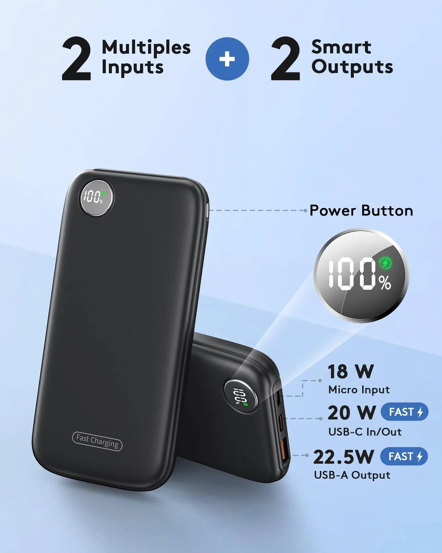Ultra - Slim 10000mAh Portable Charger with Fast Charging (Max 12V/4.5A), USB - C Input/Output, Lightweight Travel Power Bank. - DivineLink1 | Electronics, Fitness, Household Essentials | Shop